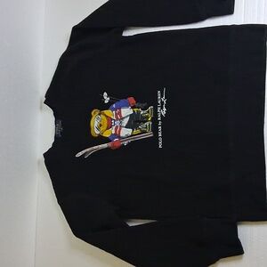 Polo Ralph Lauren Black Skiing Polo Bear Fleece Sweater Size M 10/12